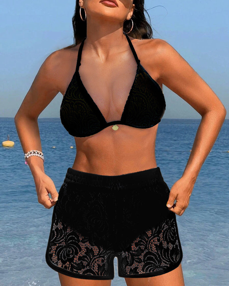 Laluna® | Ensemble de bikini en dentelle élégant et uni