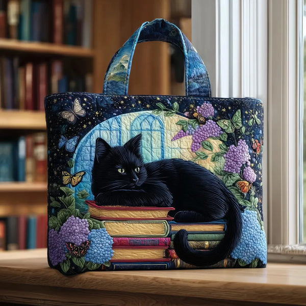 Sac Chat Noir fait main sur des livres
