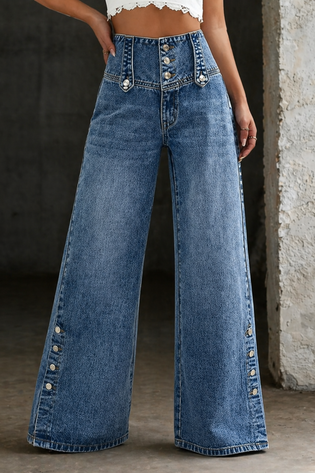 Mia | Jeans taille haute avec fentes