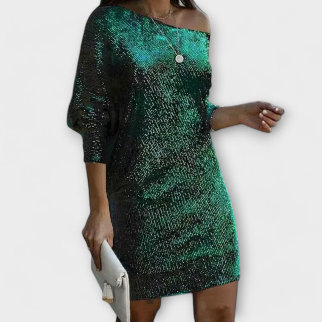 Robe de fête avec paillettes et contraste