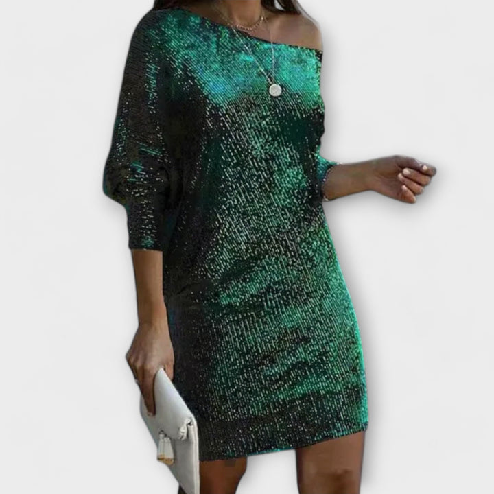 Robe de fête avec paillettes et contraste