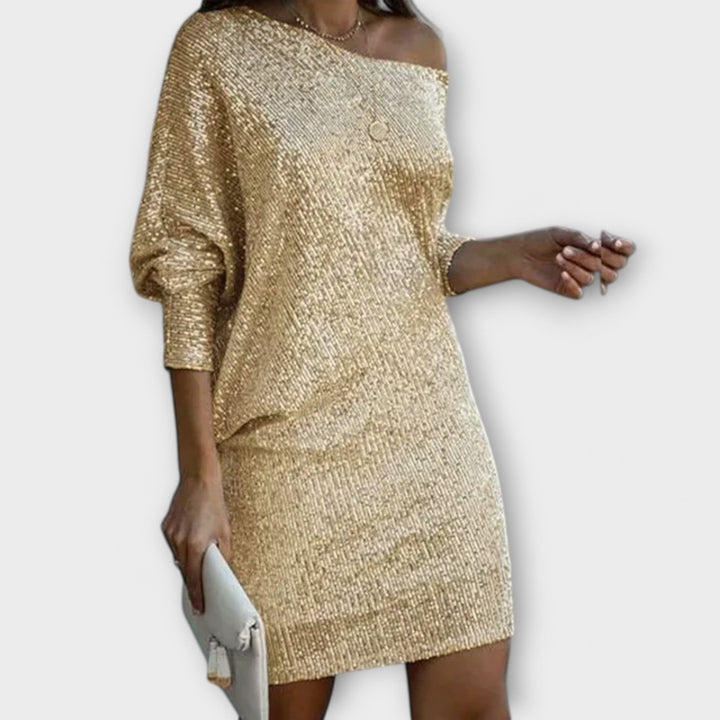 Robe de fête avec paillettes et contraste