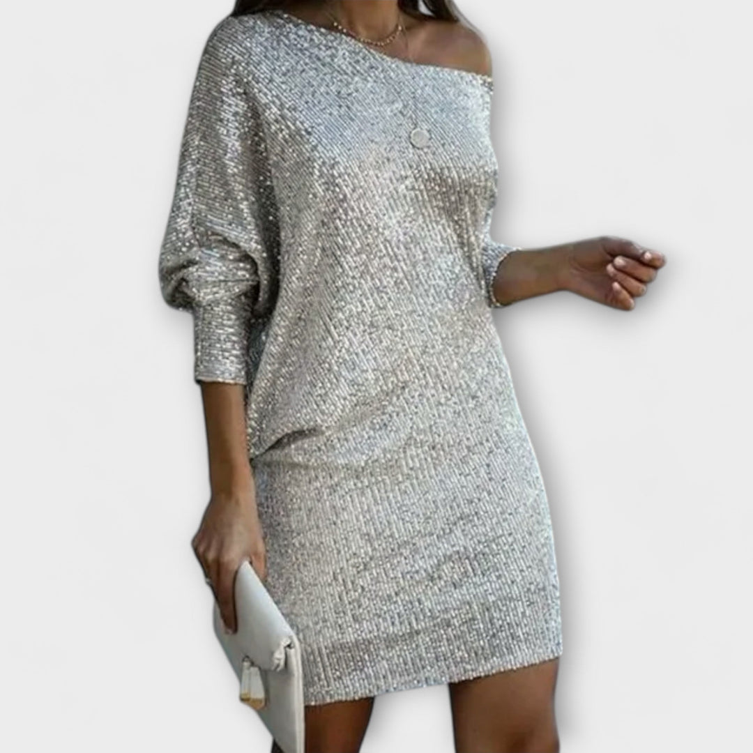 Robe de fête avec paillettes et contraste