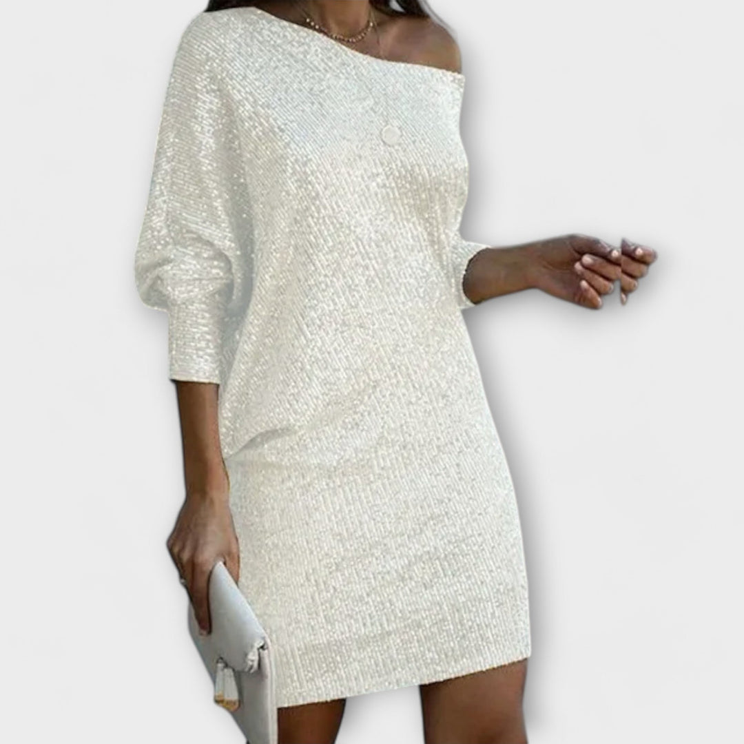 Robe de fête avec paillettes et contraste