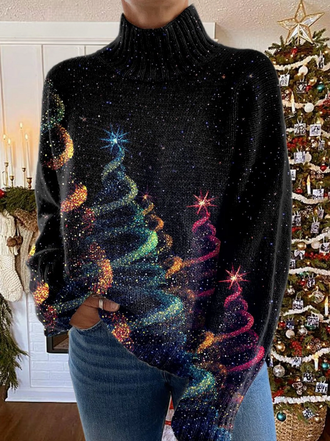 Noelle™ - Pull Col Roulé Étincelant
