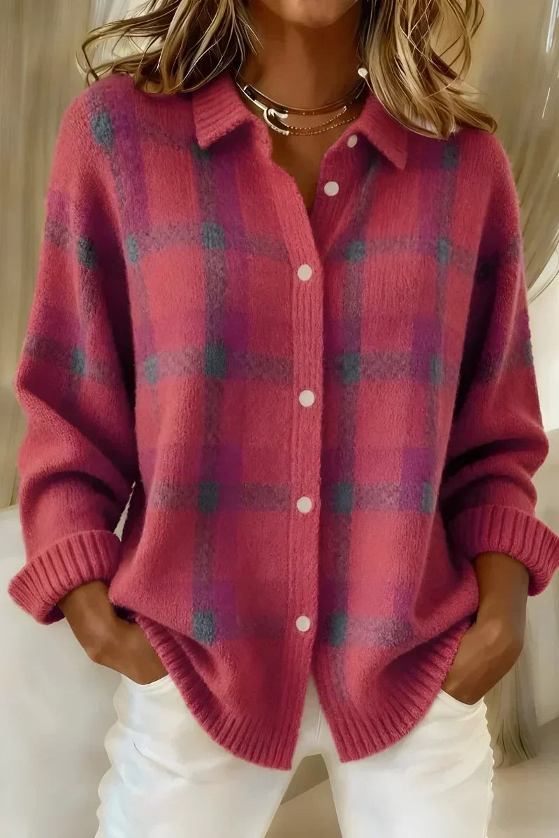 Ashley | Gilet à carreaux classique avec col