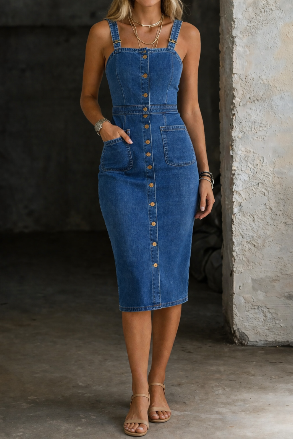 Indira | Robe en jean avec boutons