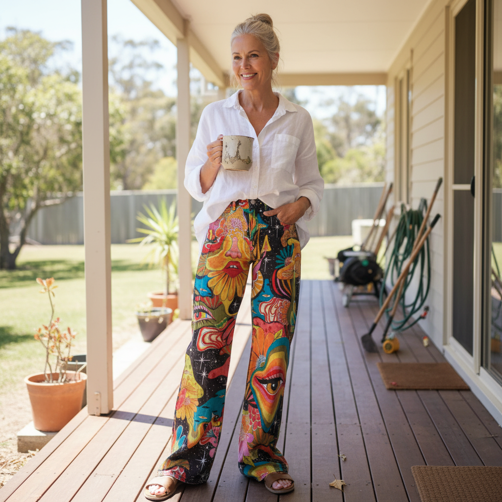 Gaia™ - Pantalons larges en tons terre boho
