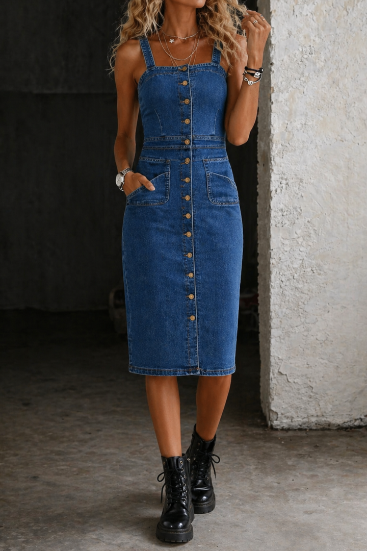 Indira | Robe en jean avec boutons