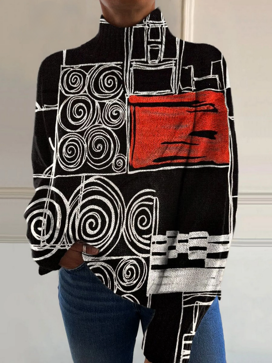 Kaia™ - Pull Col Roulé à Blocs de Couleurs