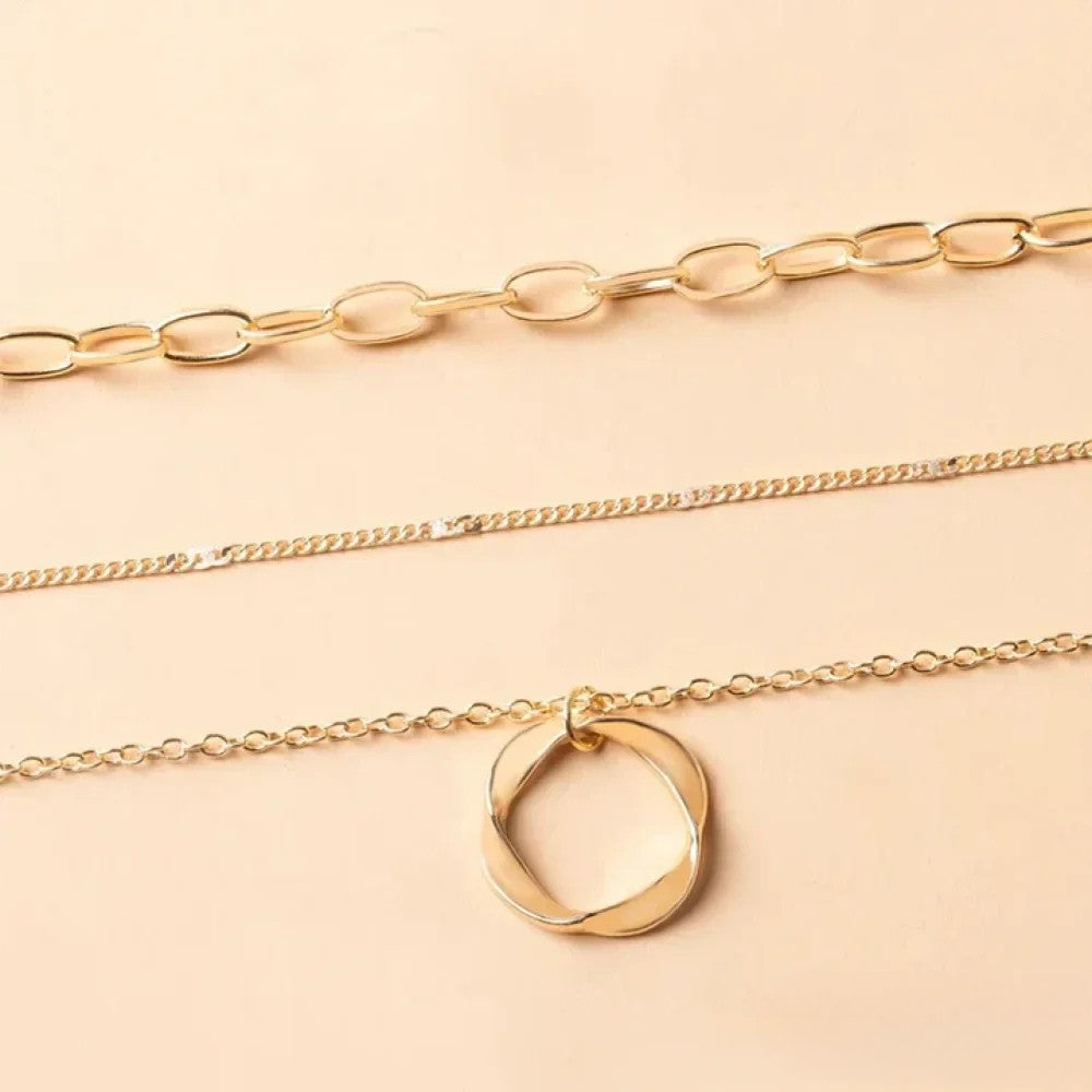 Collier superposé doré rétro