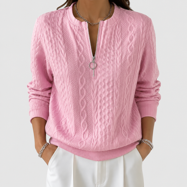 Amalie | Pull à zip en tricot torsadé pour femmes
