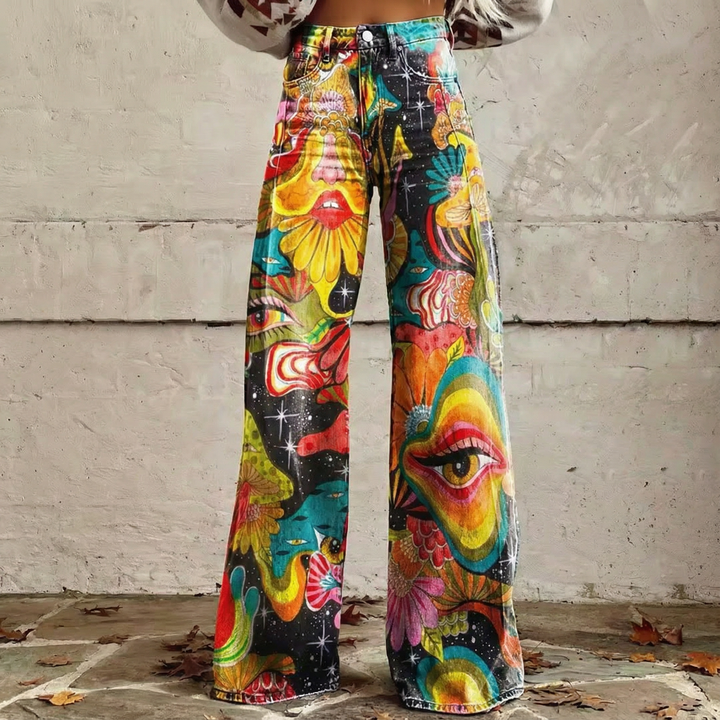 Gaia™ - Pantalons larges en tons terre boho