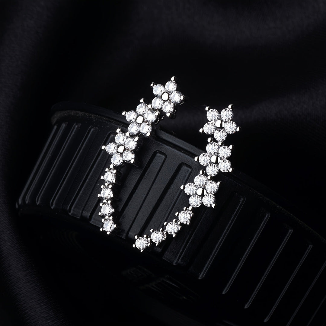 Boucles d'oreilles en strass florales luxueuses