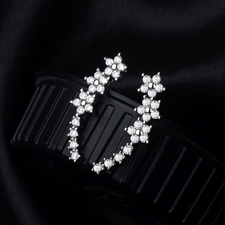 Boucles d'oreilles en strass florales luxueuses