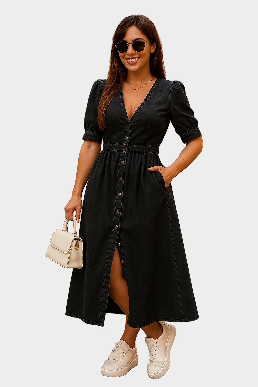 Robe en denim avec boutons