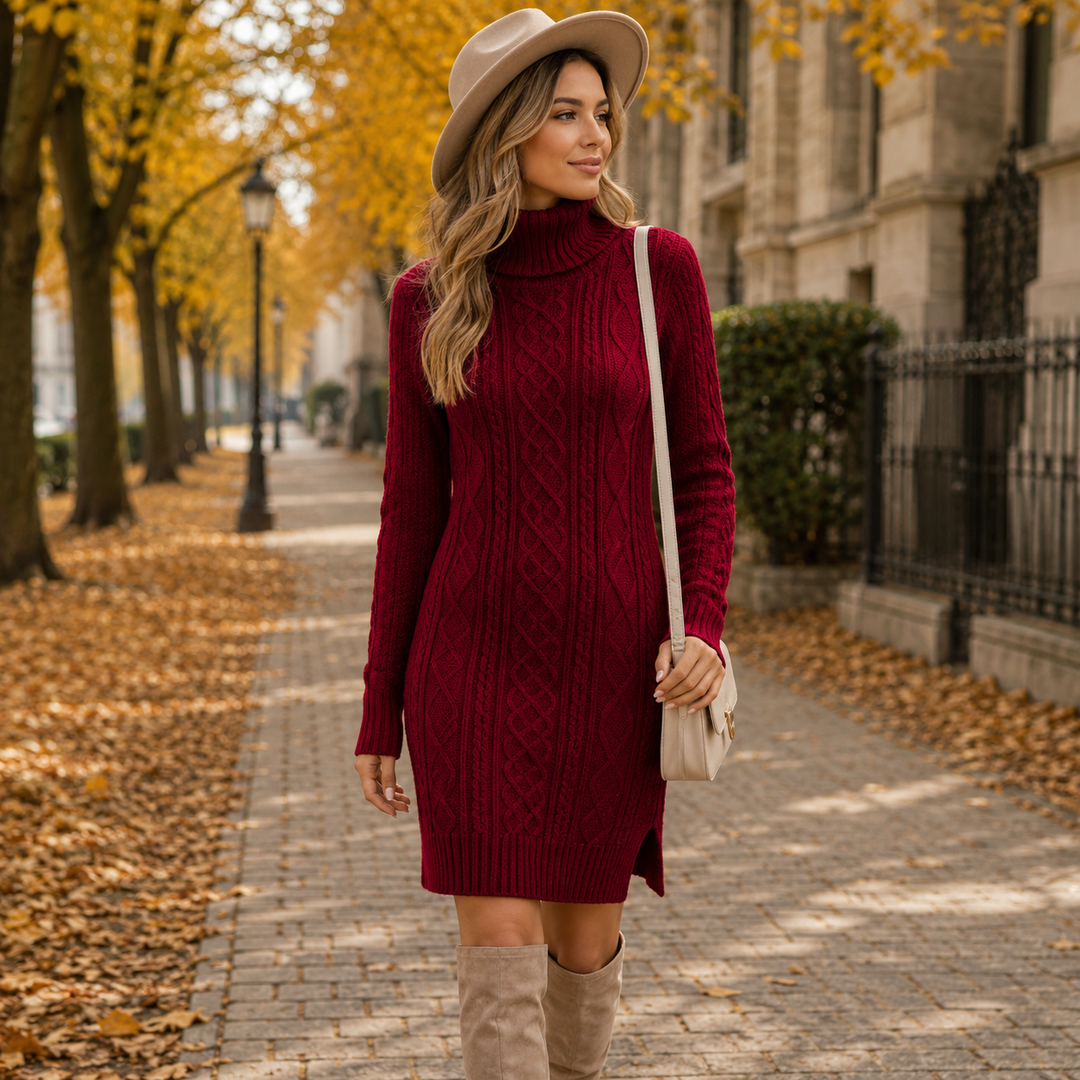Bronte™ - Robe en Tricot à Col Roulé