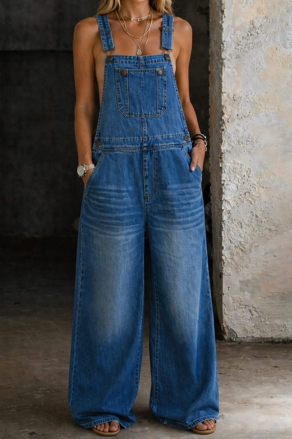 Harper | Salopette en denim avec taille élastique