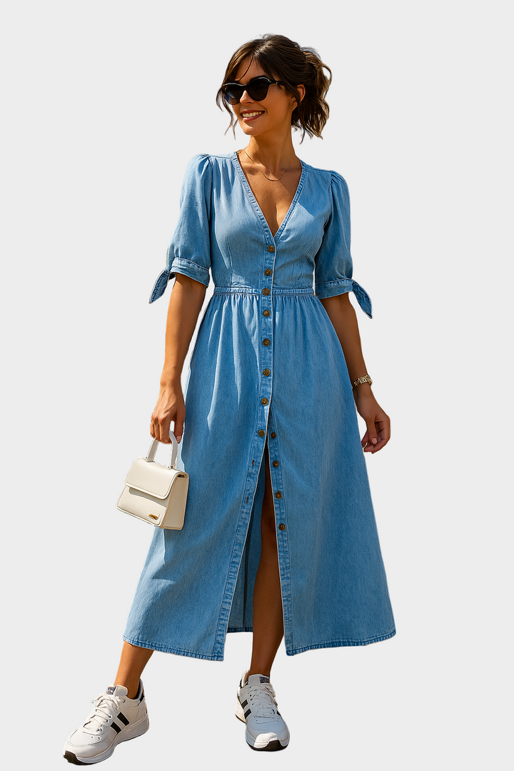 Robe en denim avec boutons