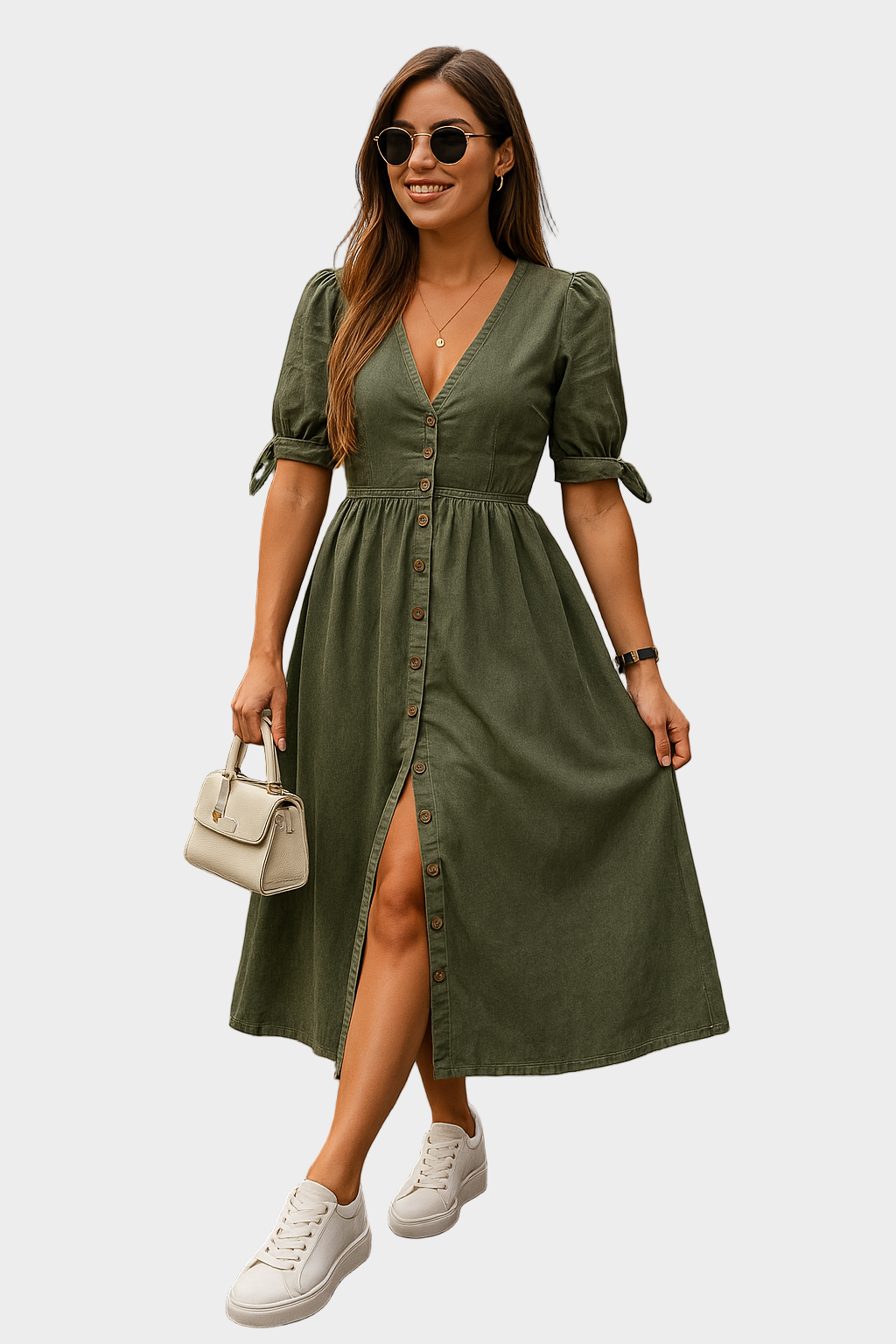 Robe en denim avec boutons