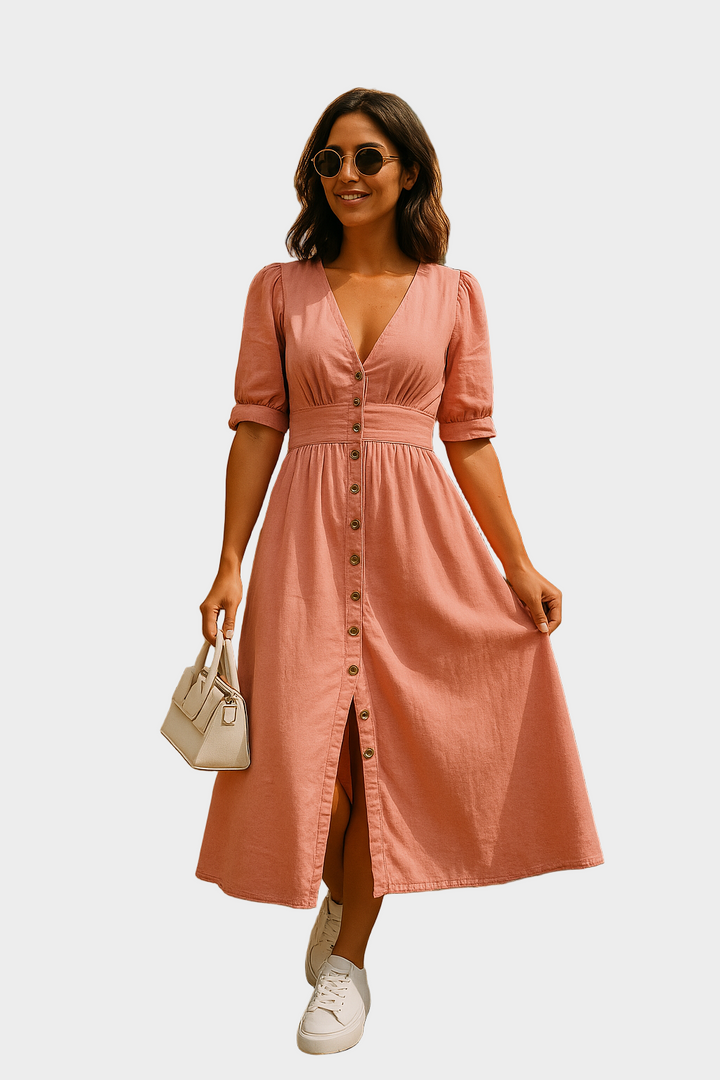 Robe en denim avec boutons