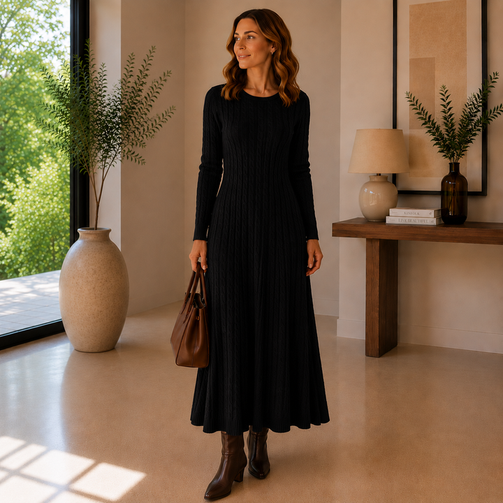 Elara™ - Robe Maxi en Tricot à Câbles