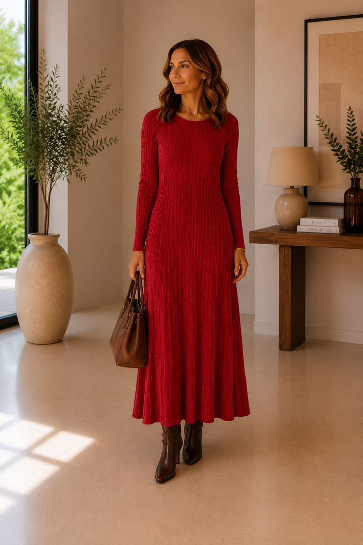 Elara™ - Robe Maxi en Tricot à Câbles