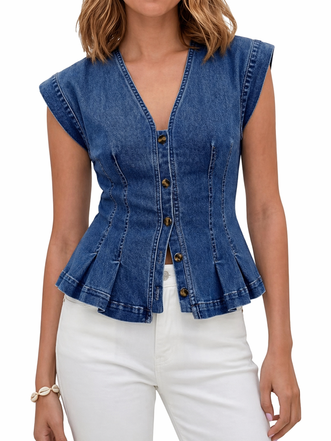 Viera | Top en Jean avec Décolleté en V