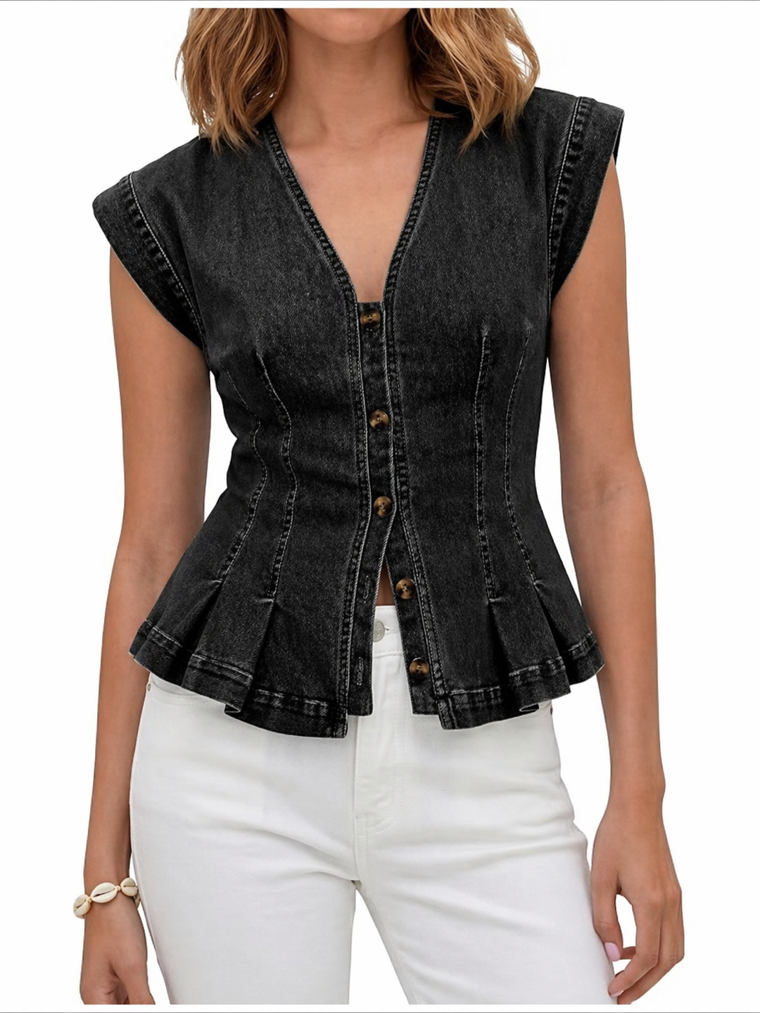Viera | Top en Jean avec Décolleté en V