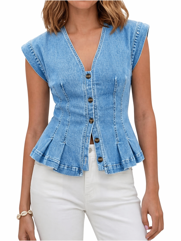 Viera | Top en Jean avec Décolleté en V