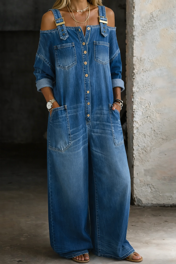 Sophia | Salopette en jean sans manches