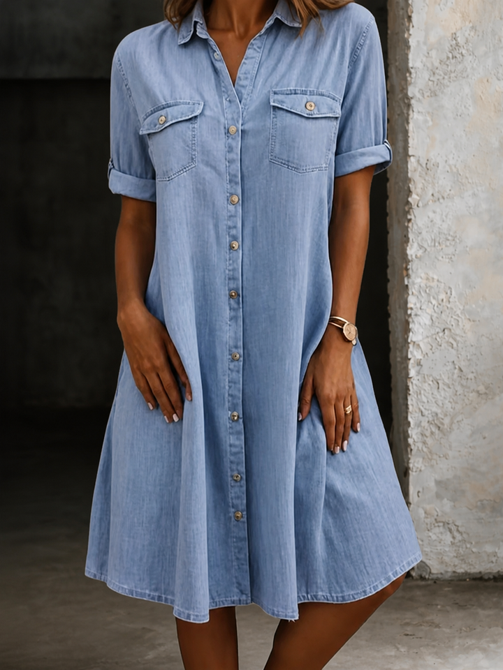 Patricia | Robe Midi en Denim Style Décontracté