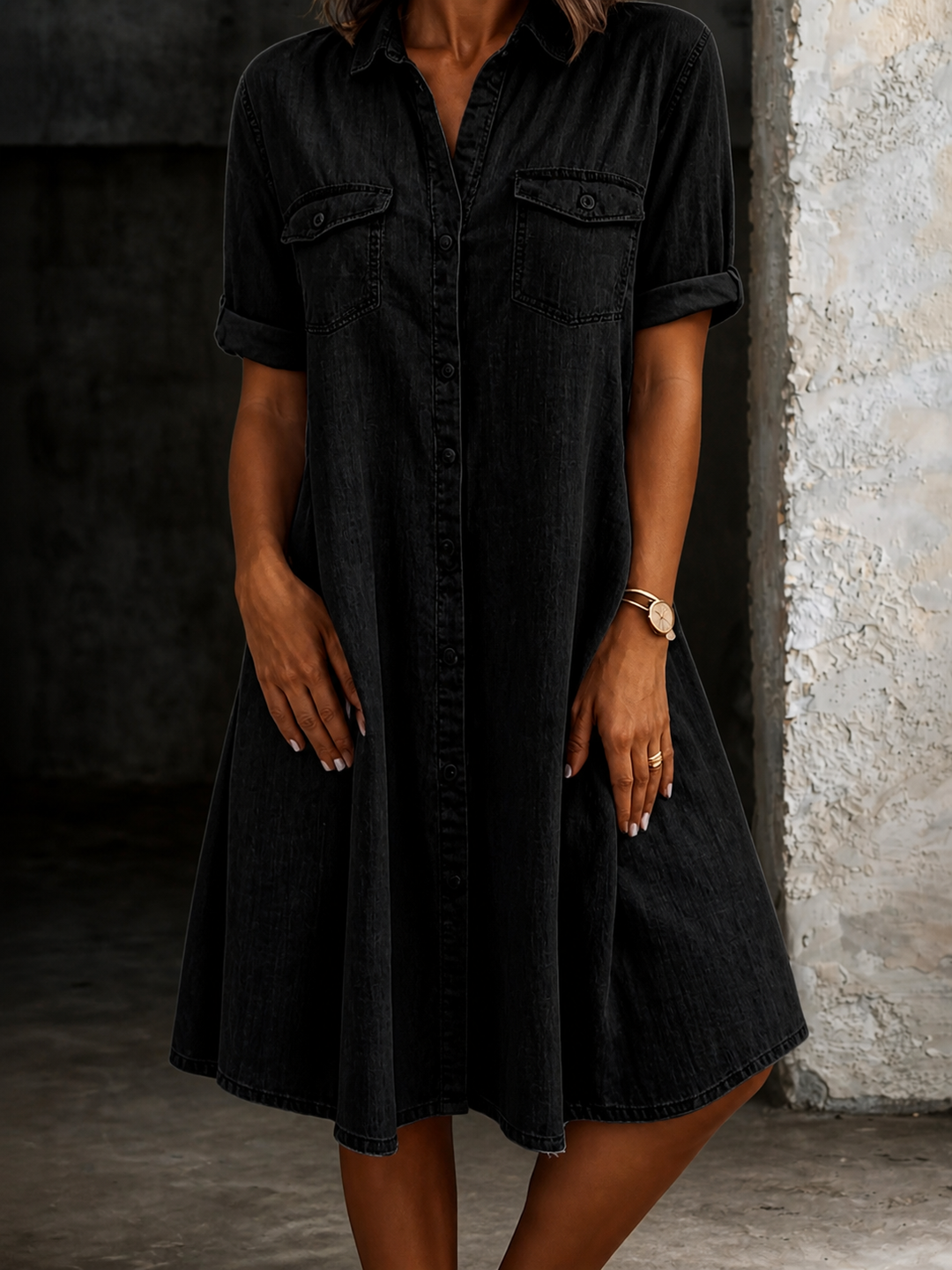 Patricia | Robe Midi en Denim Style Décontracté