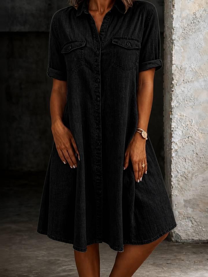 Patricia | Robe Midi en Denim Style Décontracté