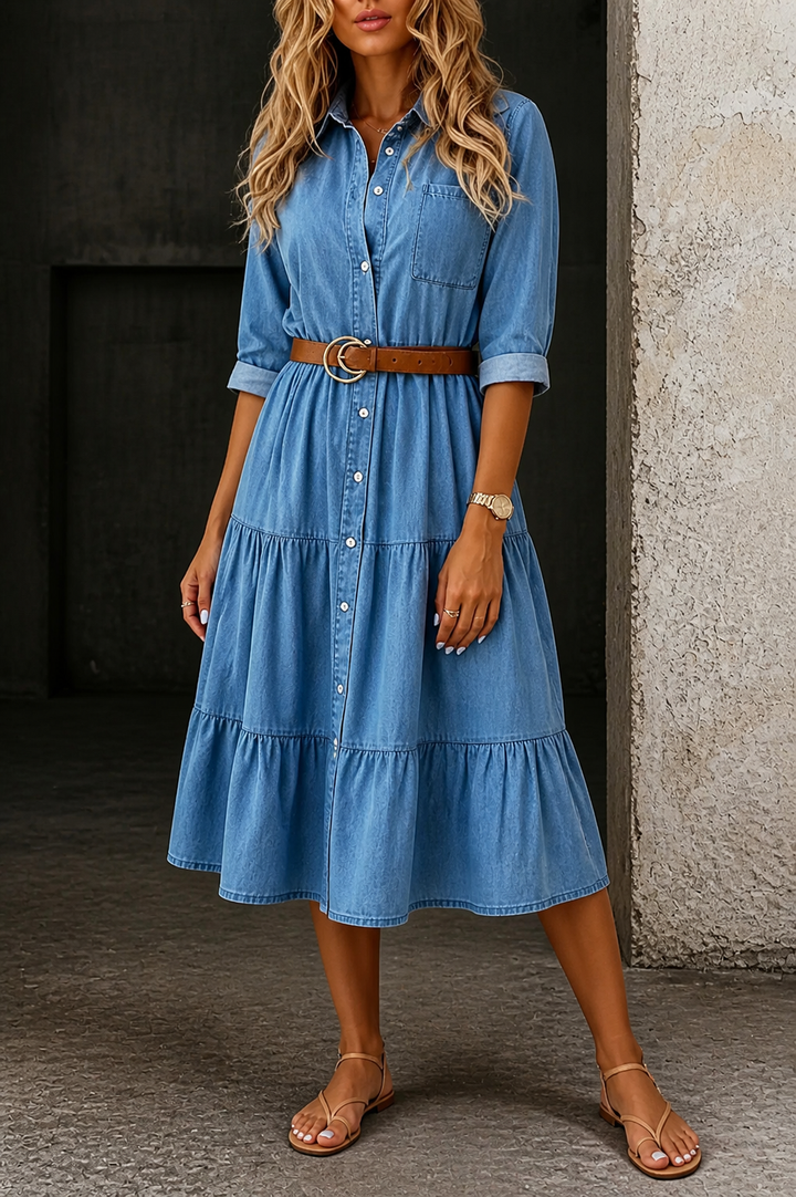 Barbara | Robe en Jean Élégante et Décontractée