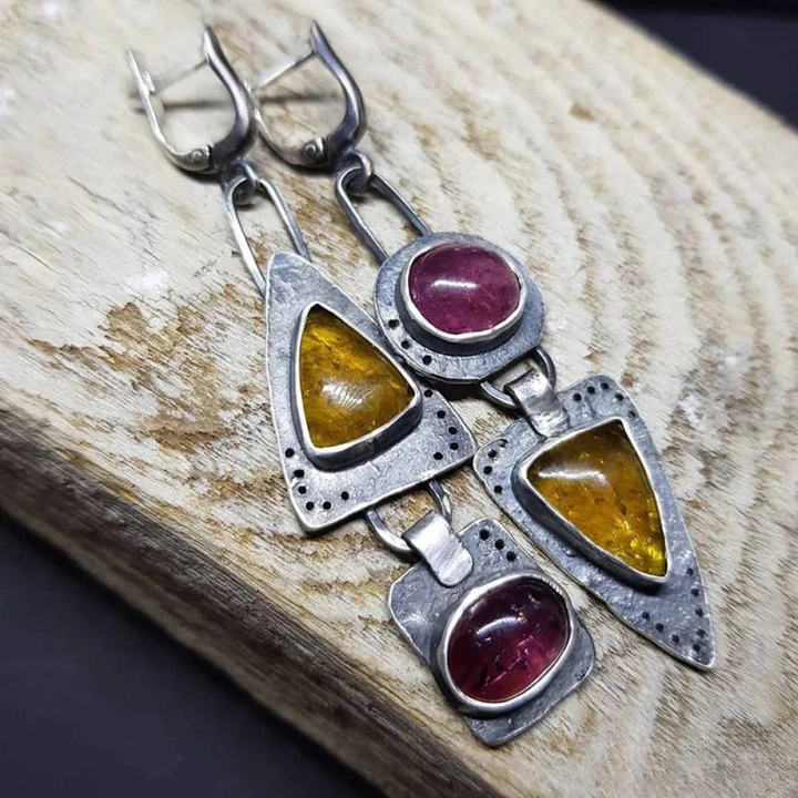 Boucles d'oreilles géométriques triangulaires rétro