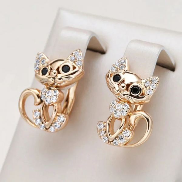 Boucles d'oreilles élégantes en forme de chat