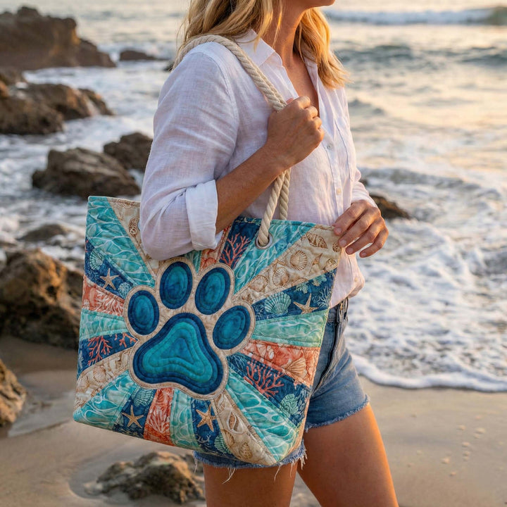 Sac de plage fait main | Empreinte de patte