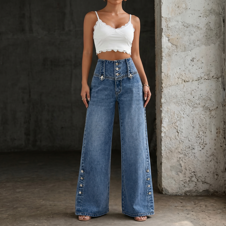 Mia | Jeans taille haute avec fentes