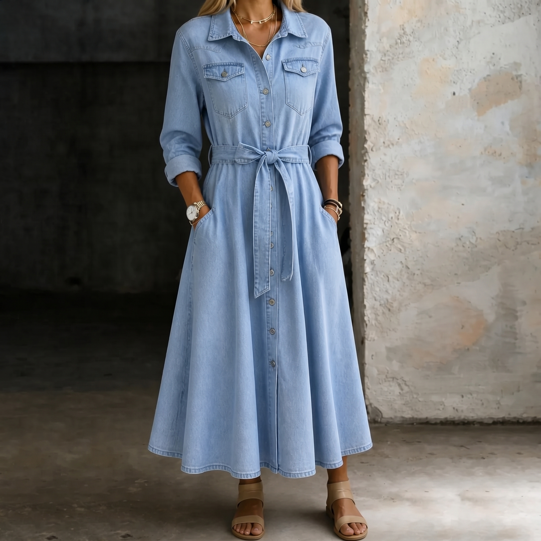 Luna | Robe en jean à manches longues
