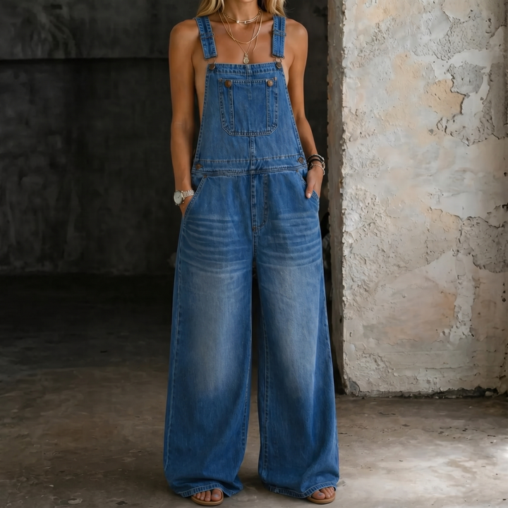 Harper | Salopette en denim avec taille élastique