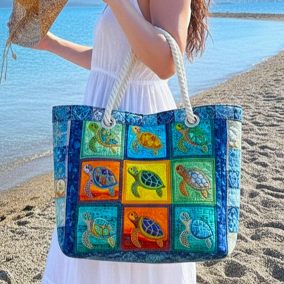 Sac de plage fait main | Tortue tranquille