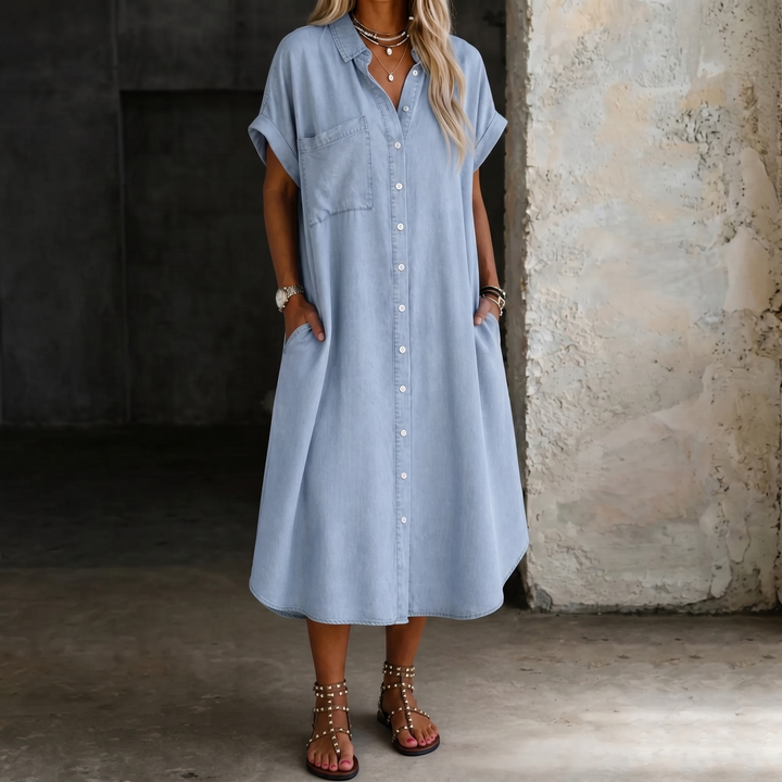 Karen | Robe chemise en denim léger