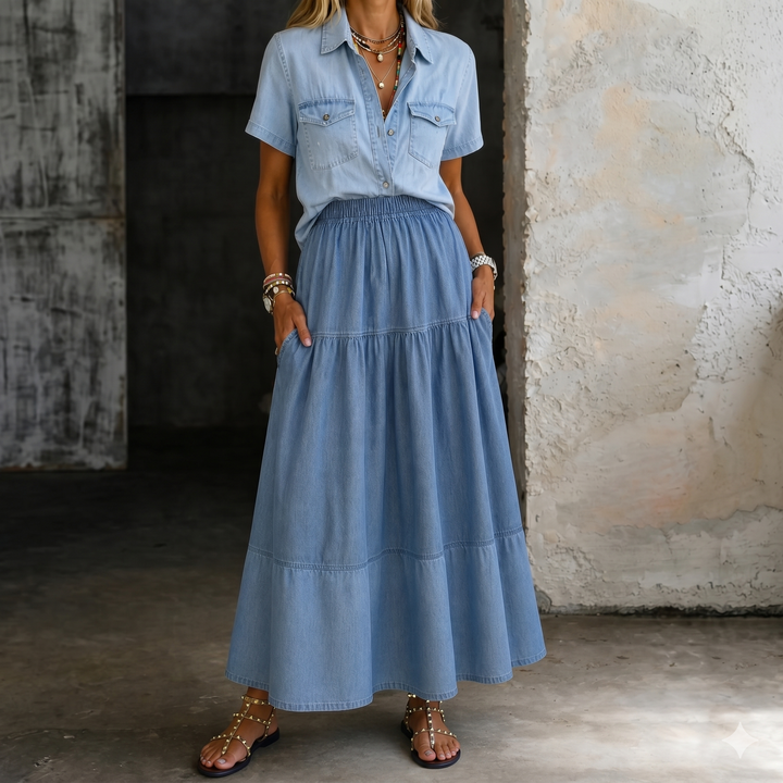 Sarah | Jupe en jean avec taille élastique