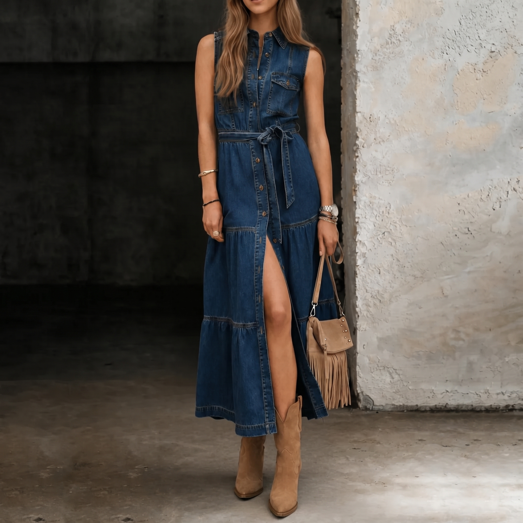 Madison | Robe en jean avec boutons à l'avant