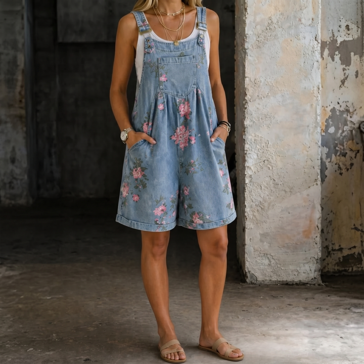 Marvina | Salopette en Denim à Fleurs