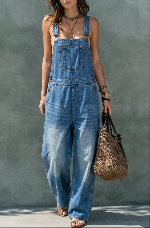 Harper | Salopette en denim avec taille élastique