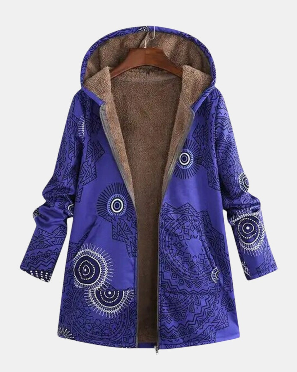 Luna – Sweat à capuche en polaire bleu marine avec motif mandala