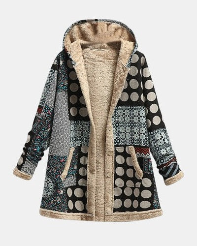 Nova – Veste en polaire rétro monochrome avec motif à pois