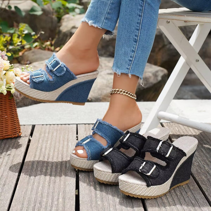 Atelier | Sandales compensées avec bord frangé
